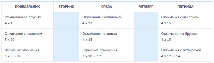 Программа тренировок